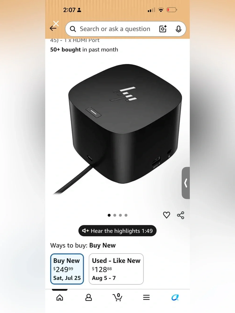 HP Thunderbolt Docking Hub in Black